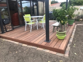 terrasse en cumaru pergola acier